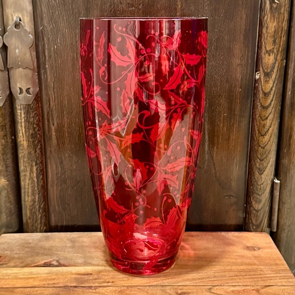 Lenox Holiday Crimson 11” Glass Vase with Box - Picture 2 of 13